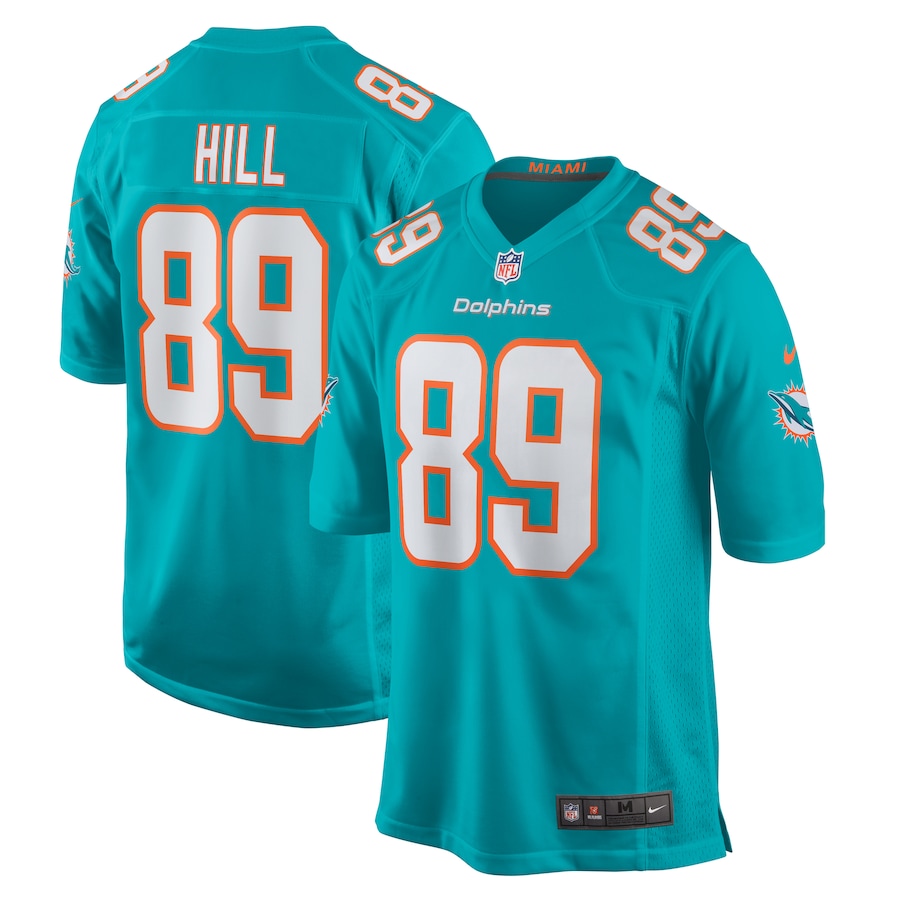 Men's Miami Dolphins Julian Hill Nike Aqua Game Jersey