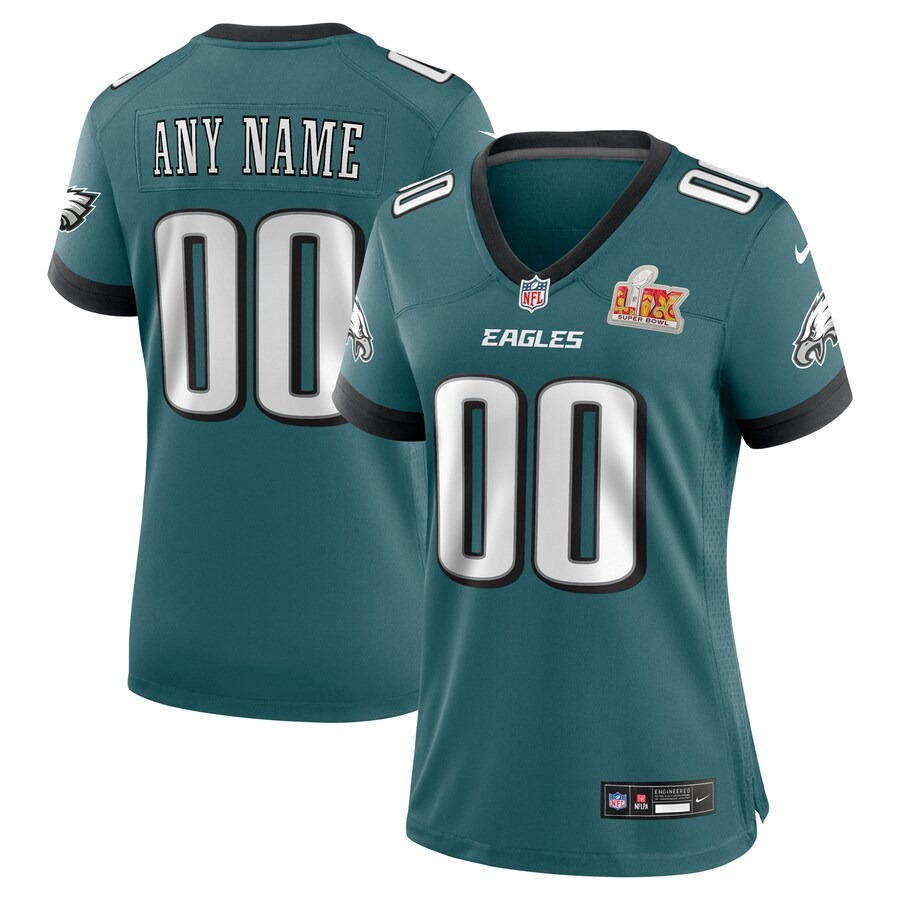 Women's Philadelphia Eagles  Nike Midnight Green Super Bowl LIX Custom Game Jersey