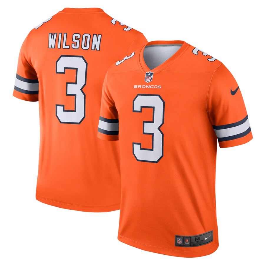 Men's Denver Broncos Russell Wilson Nike Orange Alternate Legend Player Performance Top