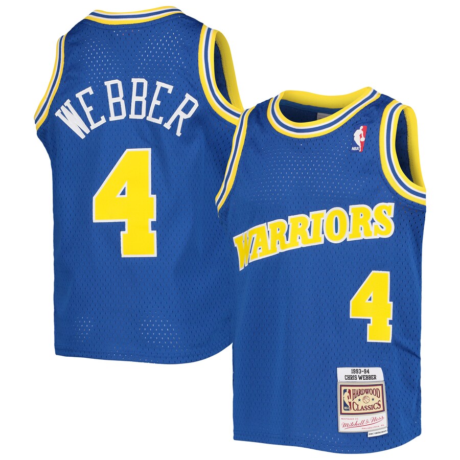 Youth Golden State Warriors Chris Webber Mitchell & Ness Royal 1993/94 Hardwood Classics Swingman Jersey