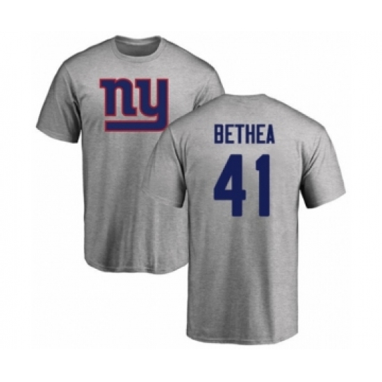 Football New York Giants #41 Antoine Bethea Ash Name & Number Logo T-Shirt
