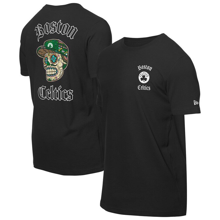 Men's Boston Celtics New Era Black Sugar Skulls T-Shirt