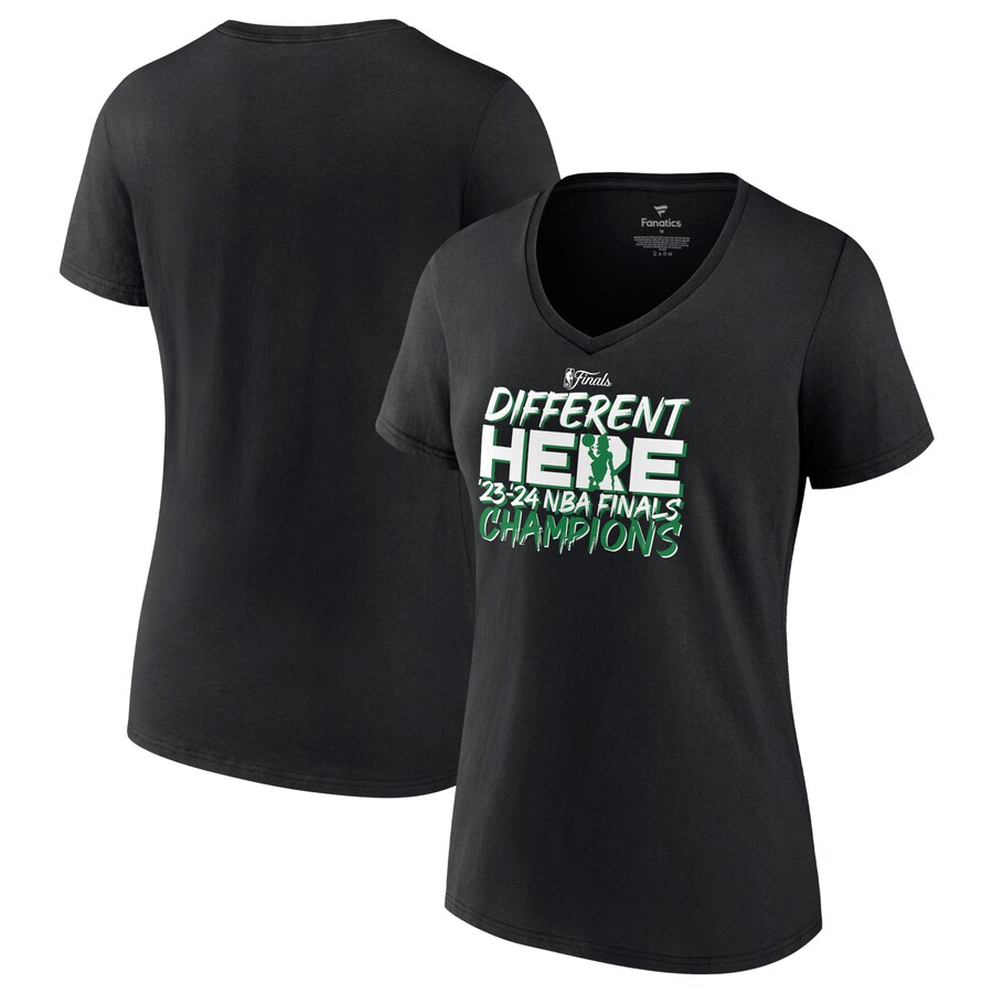Women's Boston Celtics Fanatics Black 2024 NBA Finals Champions Pump Fake Hometown Originals V-Neck T-Shirt