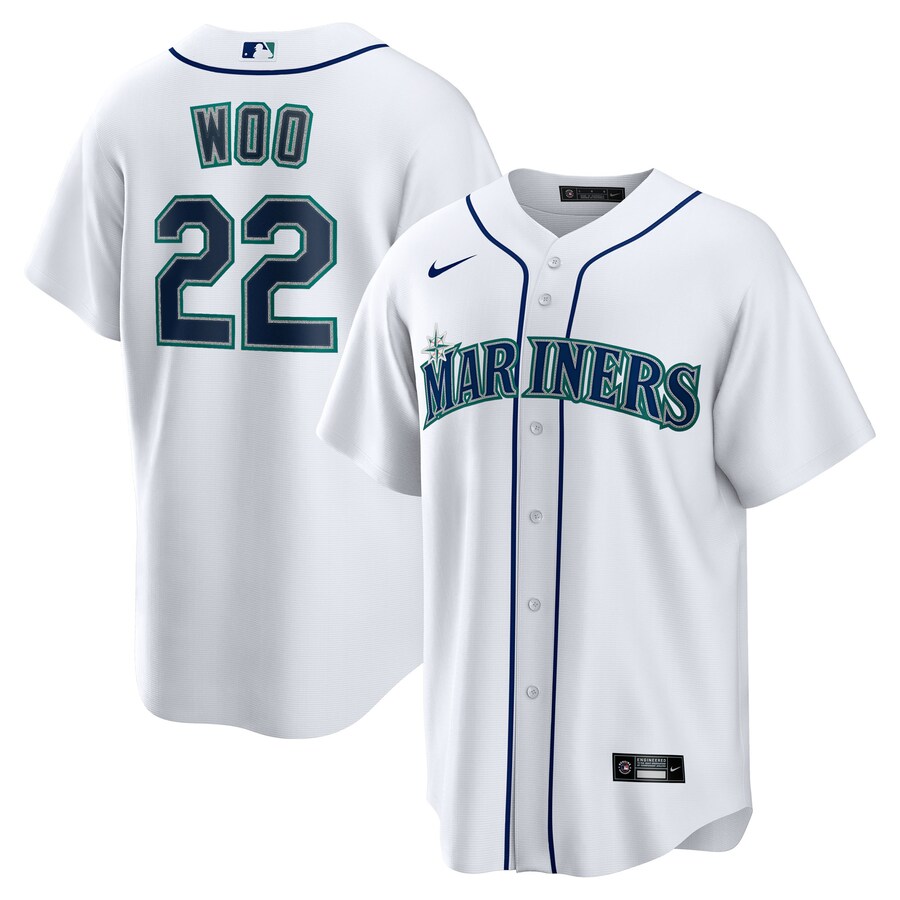 Men's Seattle Mariners Bryan Woo Nike White Home Replica Jersey