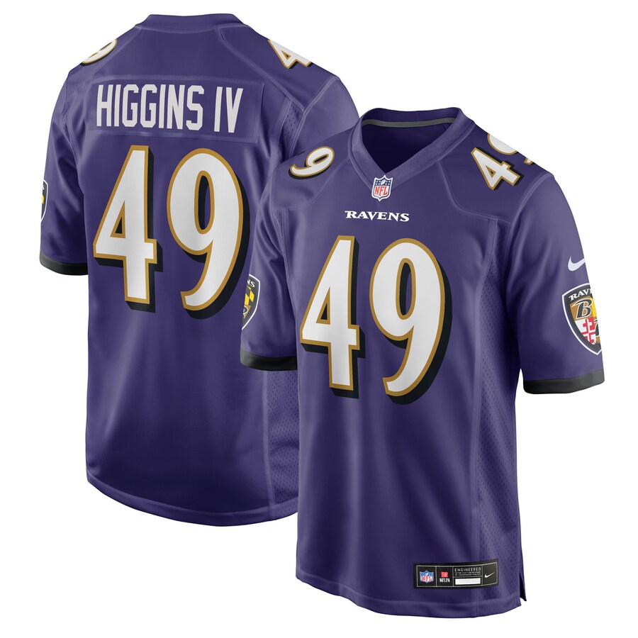 Men's Baltimore Ravens Jay Higgins IV Nike Purple Team Game Jersey