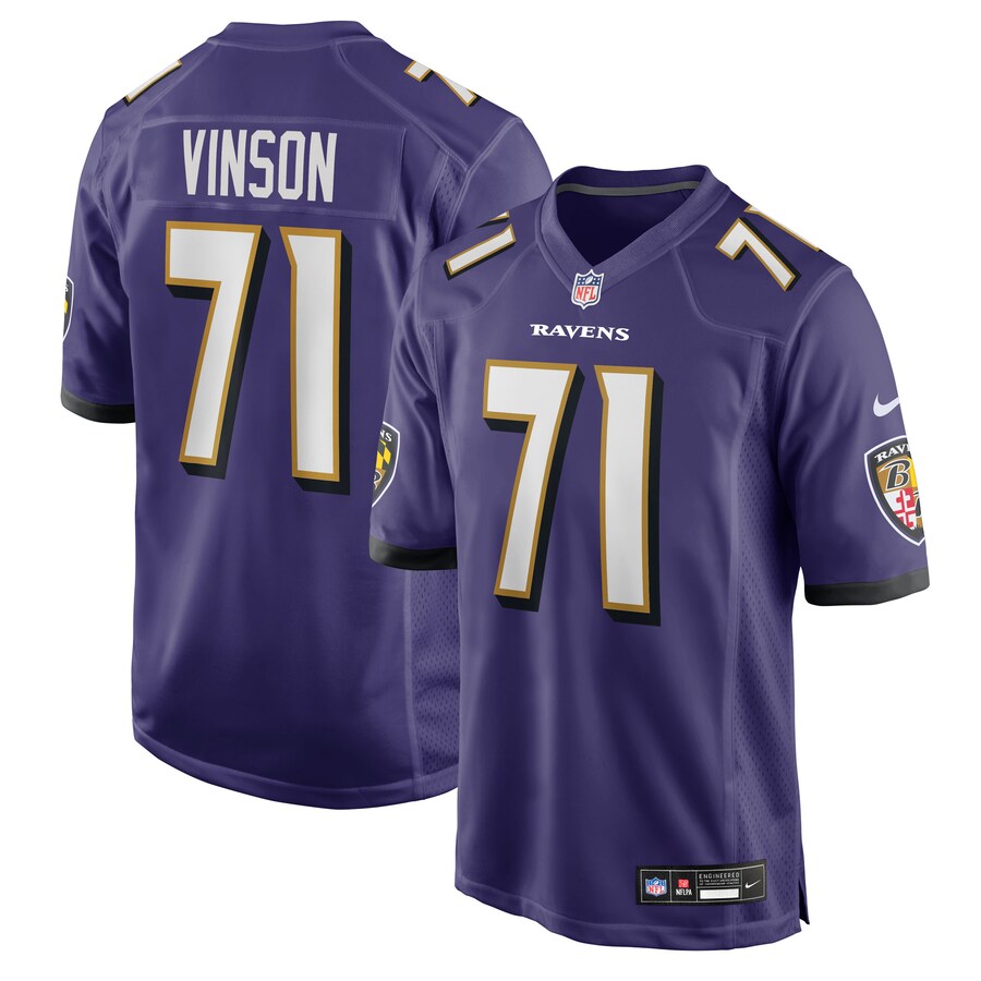Men's Baltimore Ravens Carson Vinson Nike Purple Team Game Jersey
