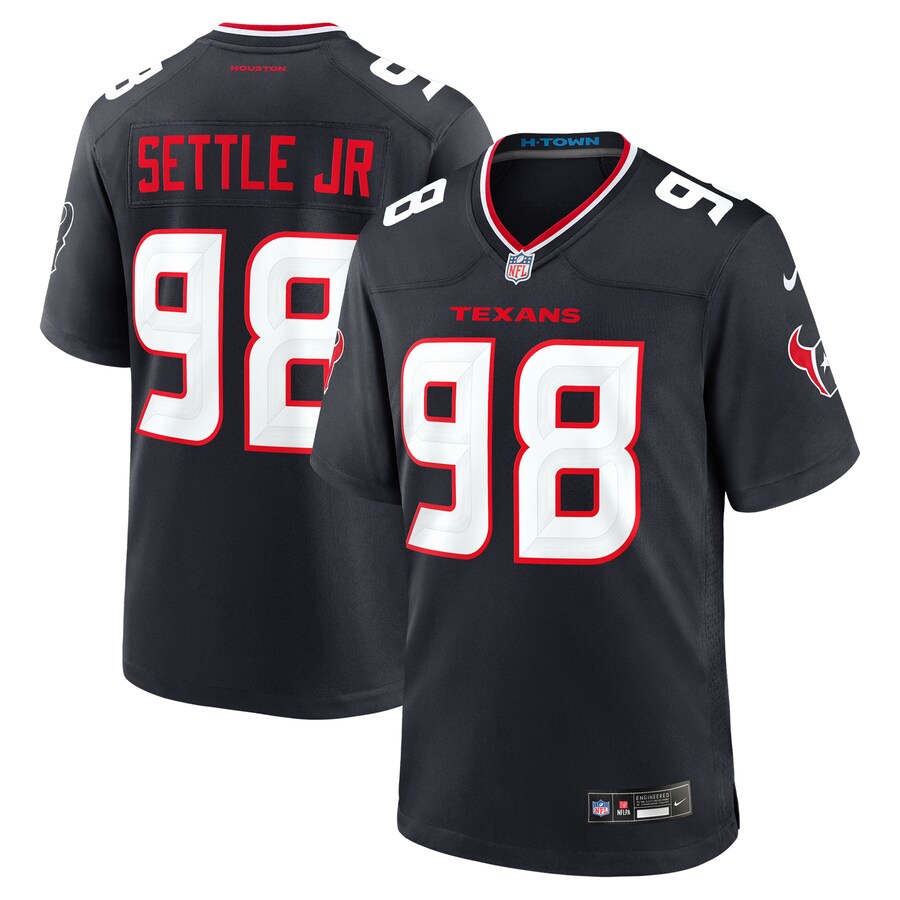Men's Houston Texans Tim Settle Jr. Nike Navy Team Game Jersey