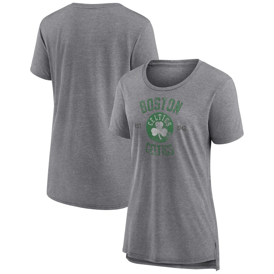 Women's Boston Celtics Heather Gray Heritage Tri-Blend T-Shirt