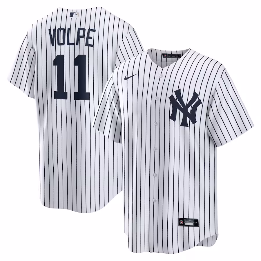 Youth New York Yankees Anthony Volpe Nike White Home Replica Player Jersey