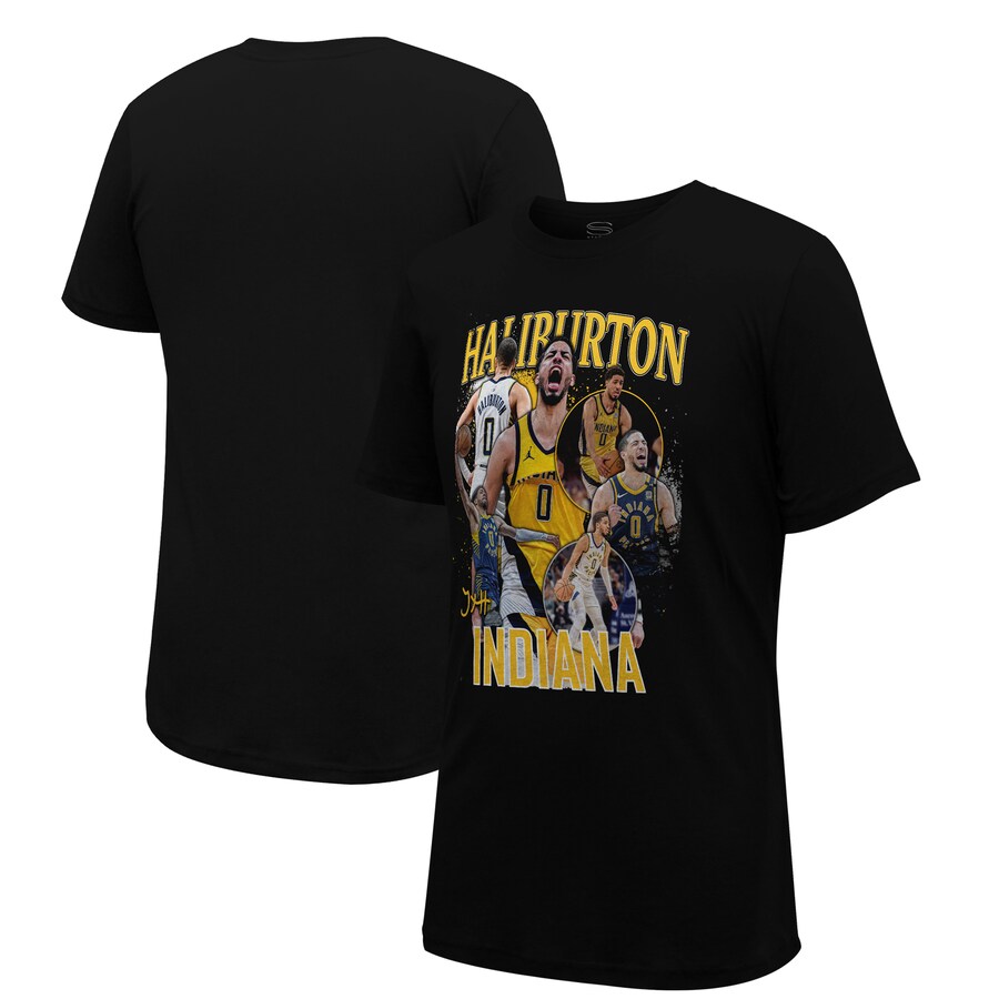 Unisex Indiana Pacers Tyrese Haliburton Stadium Essentials Black Crossroads T-Shirt