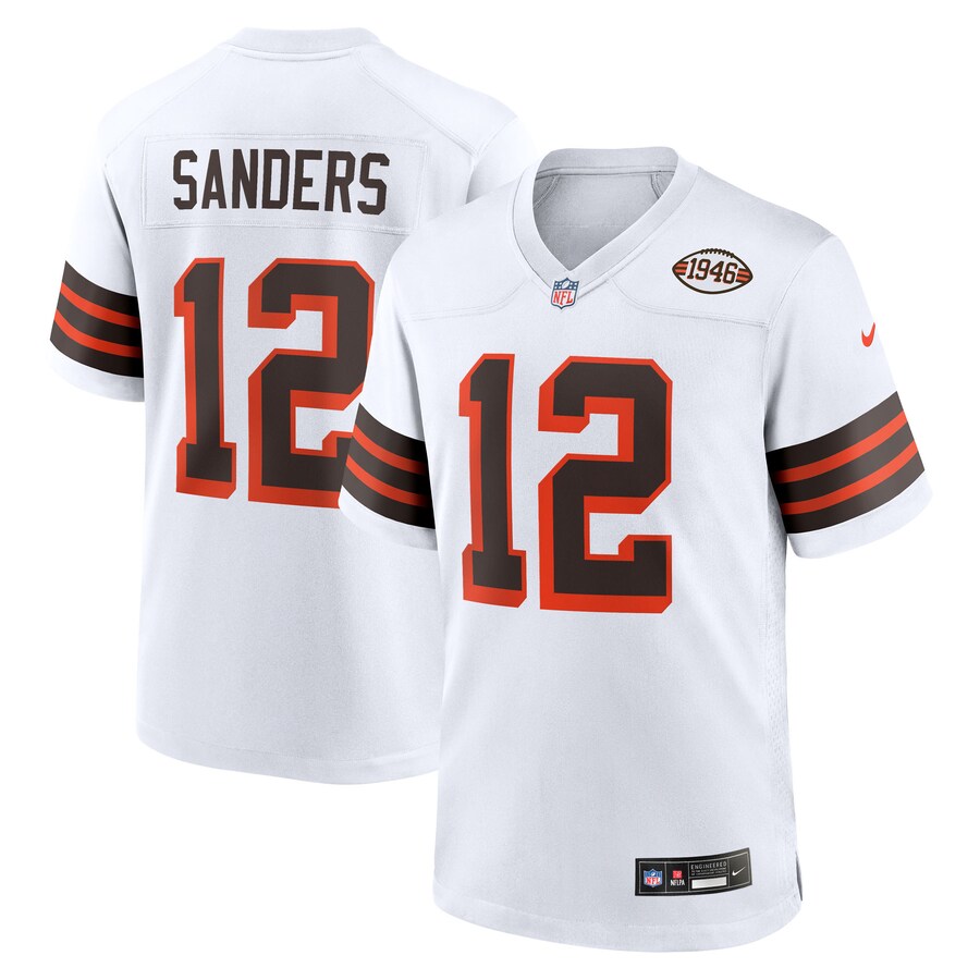 Men's Cleveland Browns Shedeur Sanders Nike White 2025 NFL Draft 2nd Alternate Game Jersey