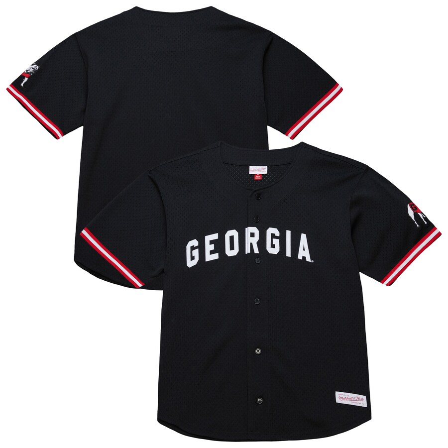 Men's Mitchell & Ness Black Georgia Bulldogs On The Clock Full-Button Fashion Jersey