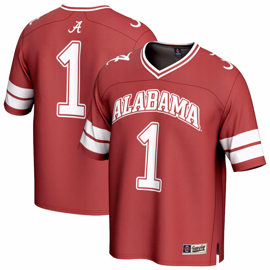 Unisex GameDay Greats #1 Crimson Alabama Crimson Tide Lightweight Collegiate Football Fashion Jersey