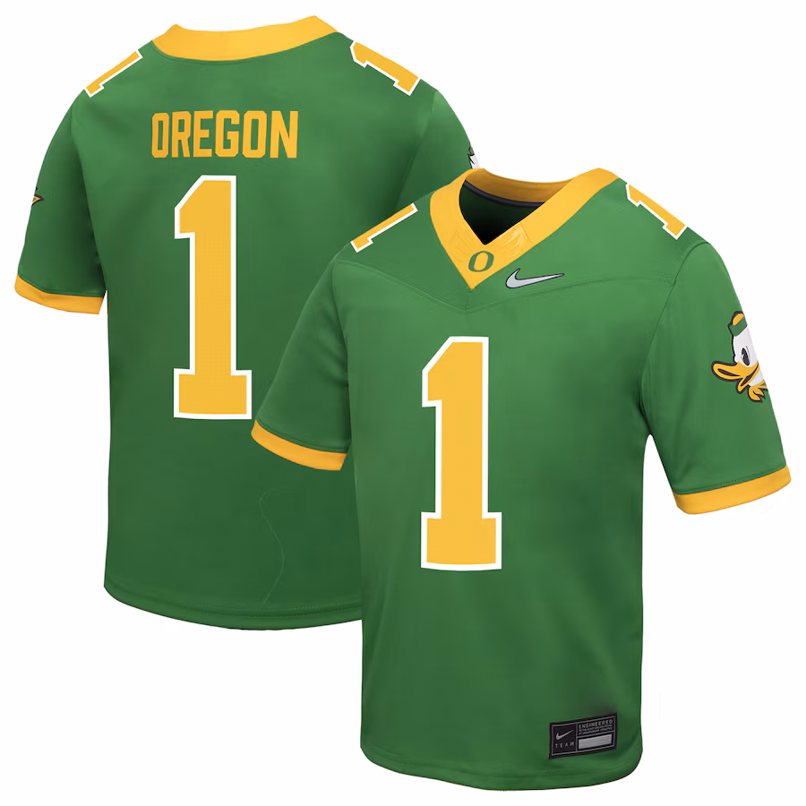 Youth Nike #1 Apple Green Oregon Ducks Alternate Replica Football Jersey