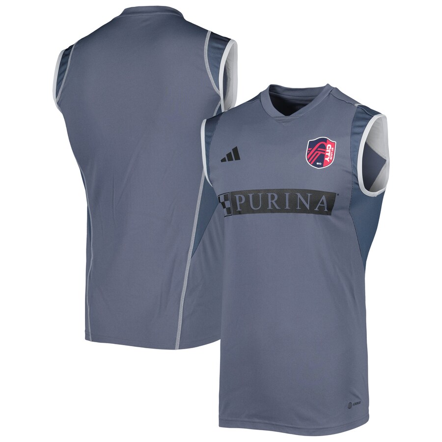 Men's St. Louis City SC adidas Gray 2023 On-Field Sleeveless Training Jersey