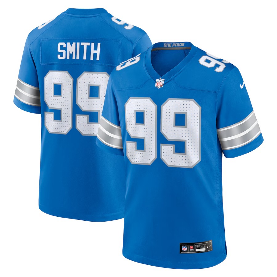 Men's Detroit Lions Za'Darius Smith Nike Blue Team Game Jersey