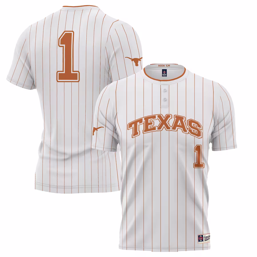#1 Texas Longhorns GameDay Greats Youth Lightweight Softball Jersey - White