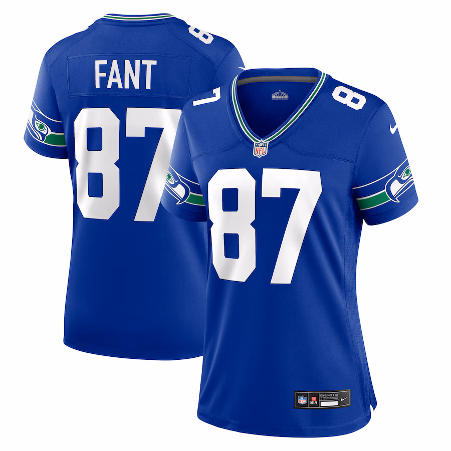 Women's Seattle Seahawks Noah Fant Nike Royal Throwback Player Game Jersey