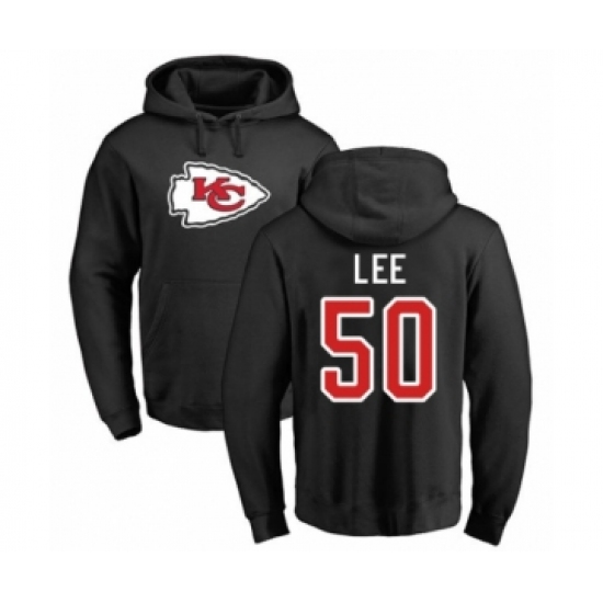 Football Kansas City Chiefs #50 Darron Lee Black Name & Number Logo Pullover Hoodie