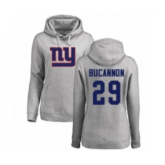 Football Women's New York Giants #29 Deone Bucannon Ash Name & Number Logo Pullover Hoodie