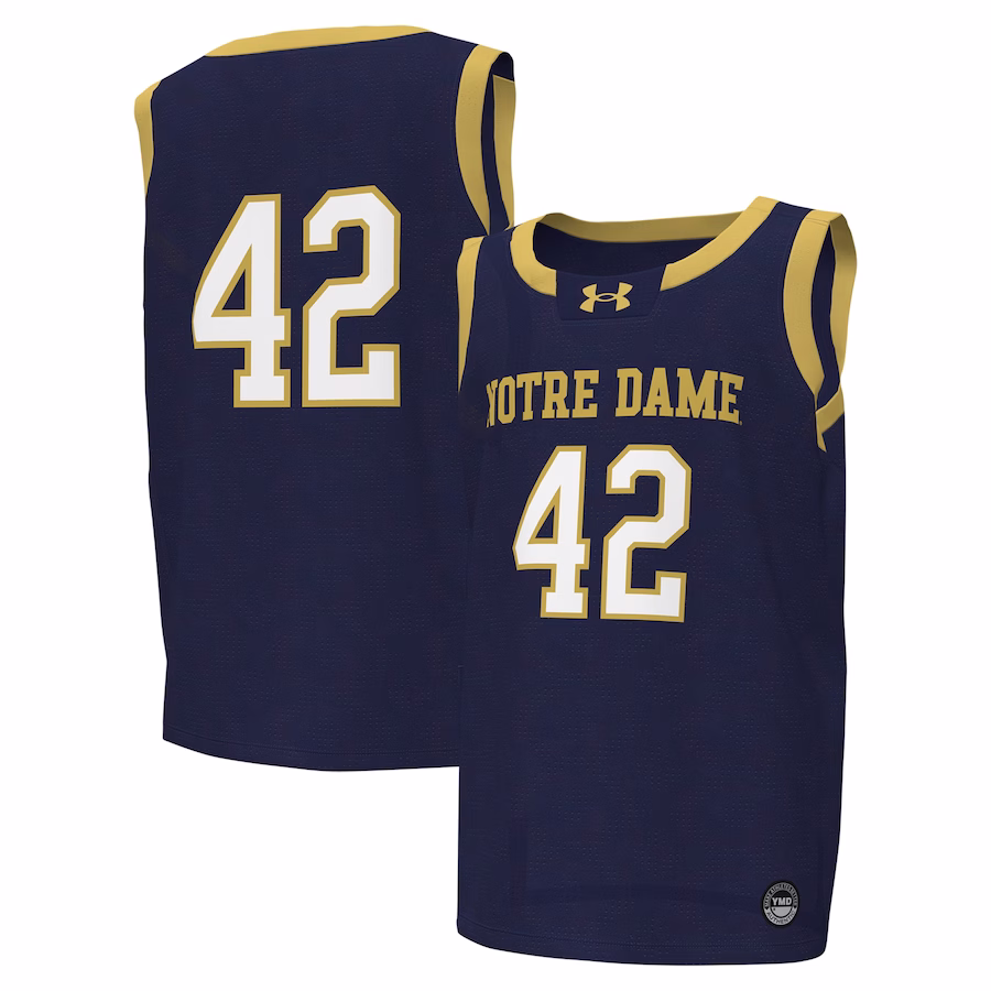 #42Notre Dame Fighting Irish Under Armour Youth Replica Basketball Jersey - Navy