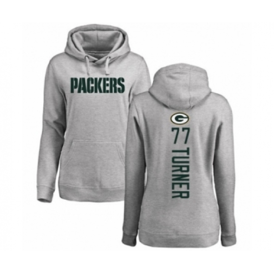 Football Women's Green Bay Packers #77 Billy Turner Ash Backer Hoodie
