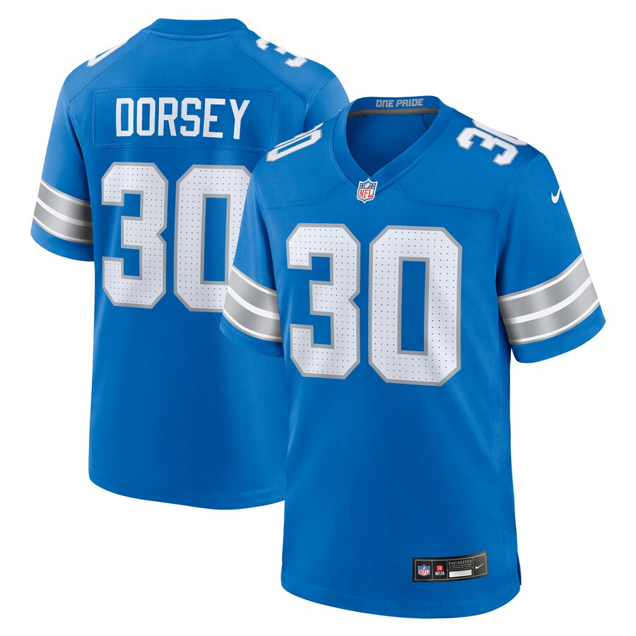 Men's Detroit Lions Khalil Dorsey Nike Blue Team Game Jersey