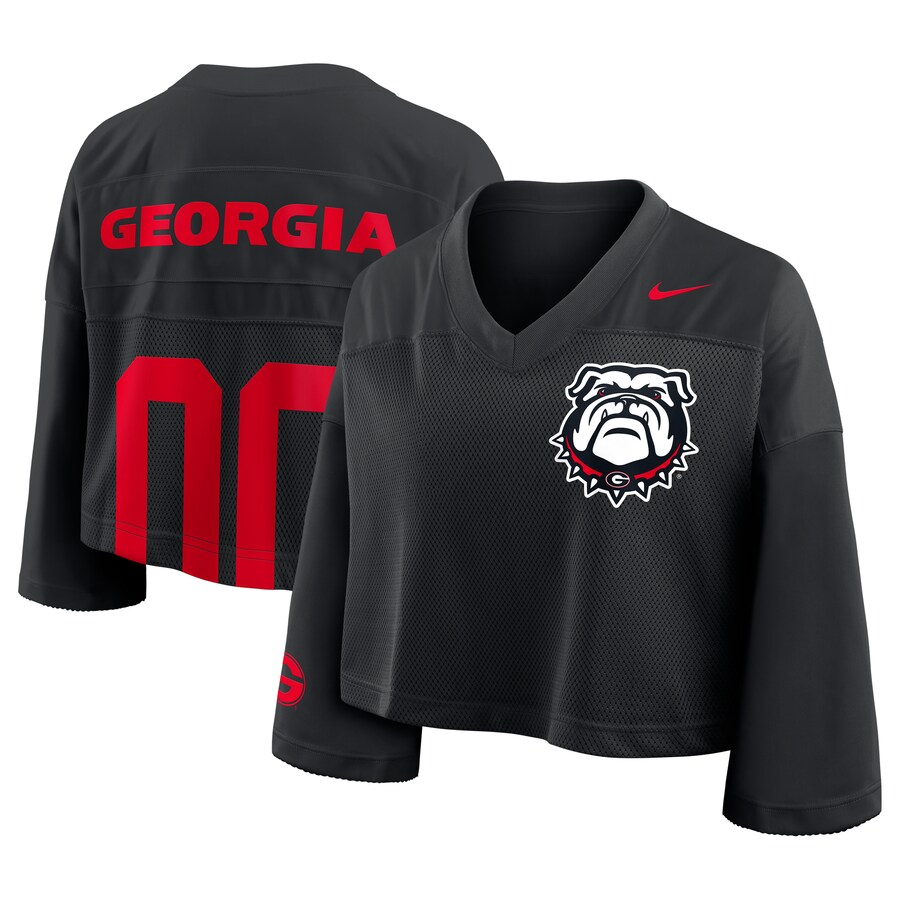 Women's Nike Black Georgia Bulldogs Cropped Mesh Fashion Jersey