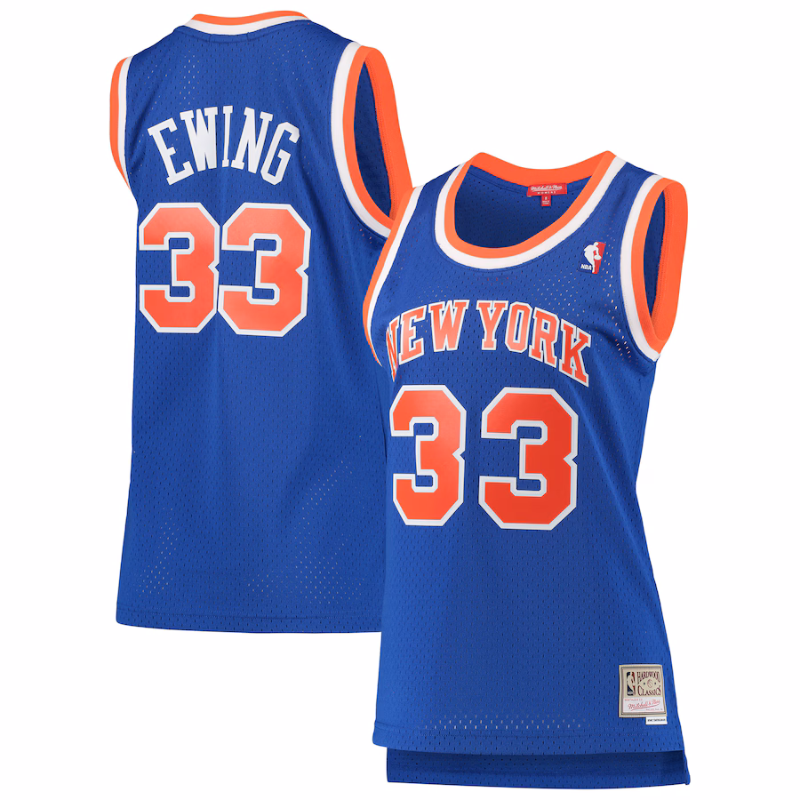 Women's New York Knicks Patrick Ewing Mitchell & Ness Blue 1991/92 Hardwood Classics Swingman Jersey