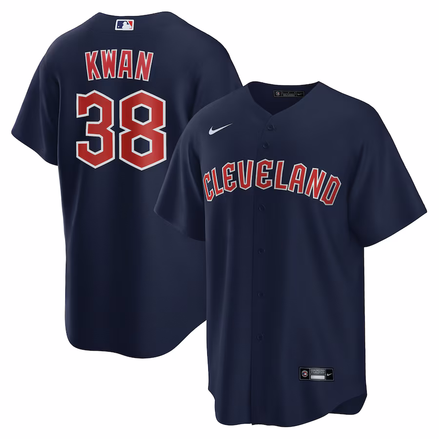 Men's Cleveland Guardians Steven Kwan Nike Navy Alternate Replica Jersey