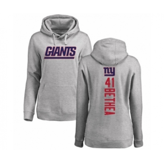 Football Women's New York Giants #41 Antoine Bethea Ash Backer Pullover Hoodie