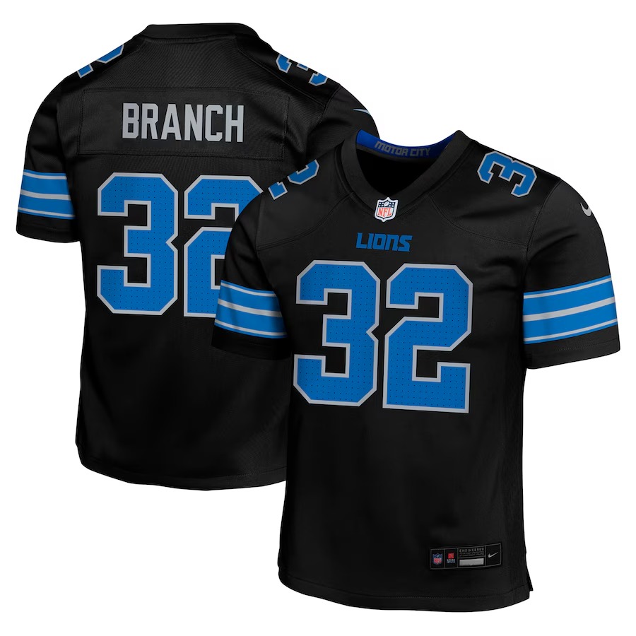 Youth Detroit Lions Brian Branch Nike Black Alternate Player Game Jersey