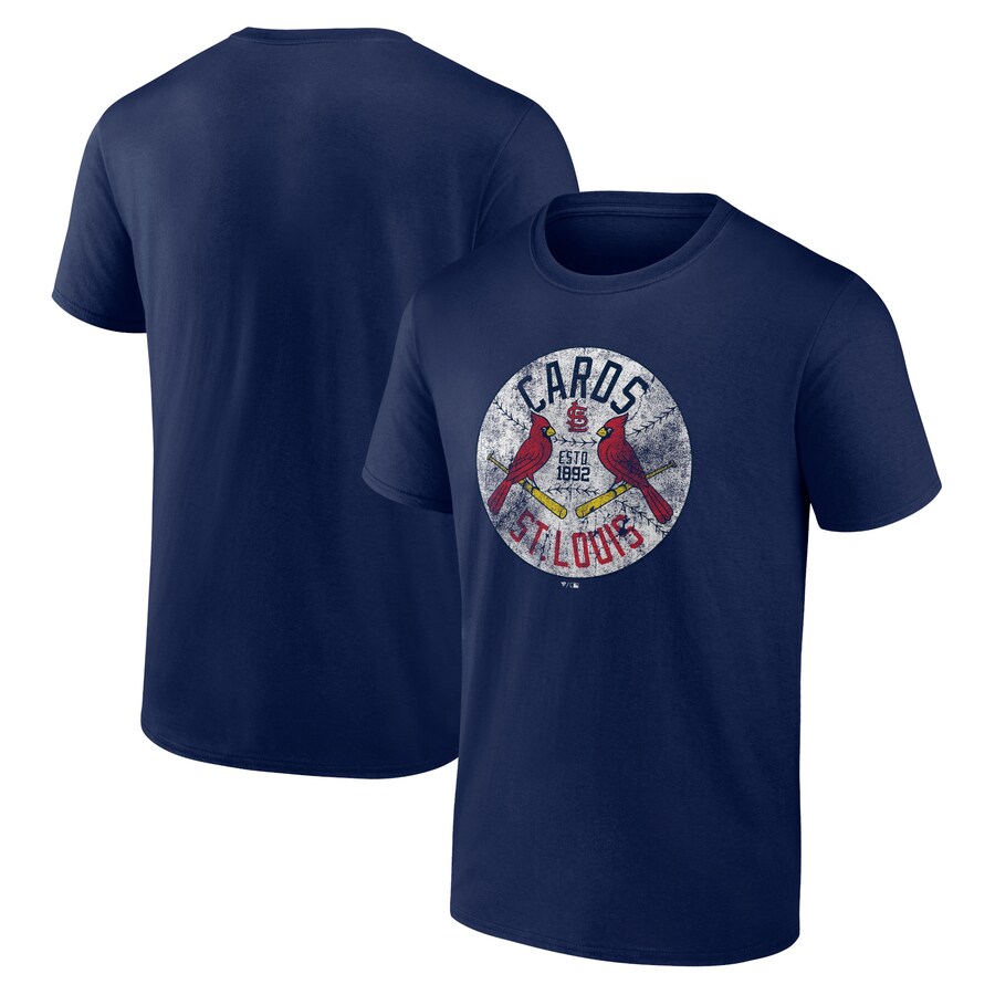 Men's St. Louis Cardinals Navy Hometown Collection Vintage Cards T-Shirt