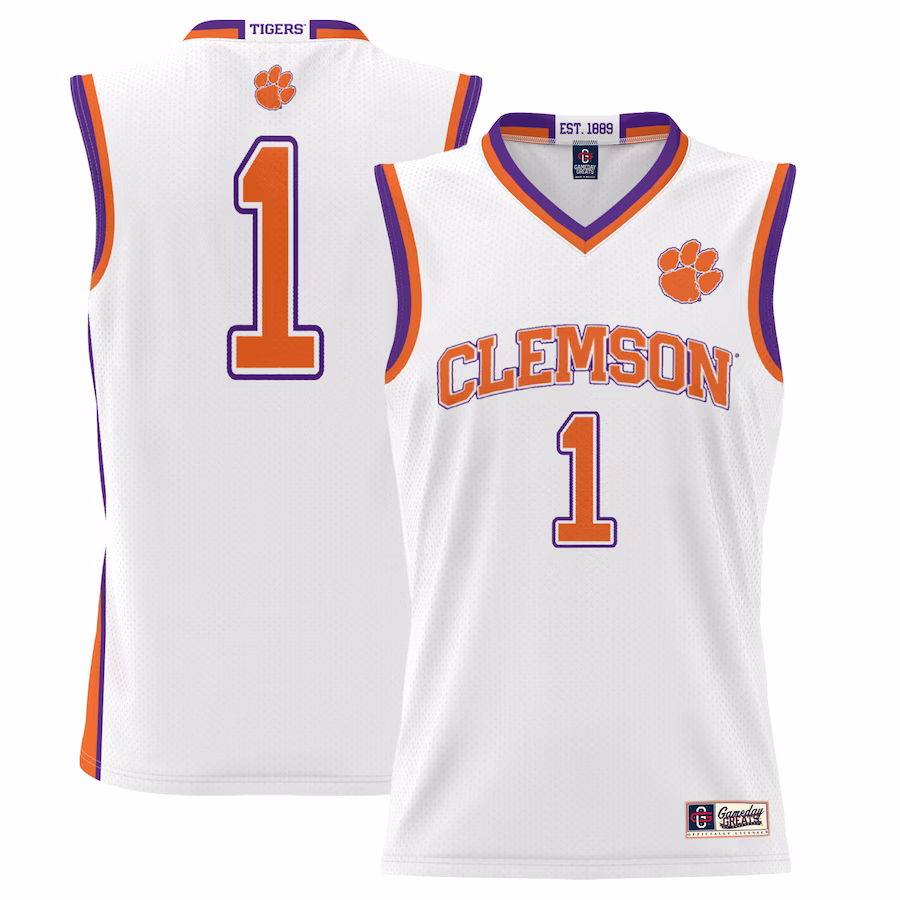 #1 Clemson Tigers GameDay Greats Youth Lightweight Basketball Jersey - White