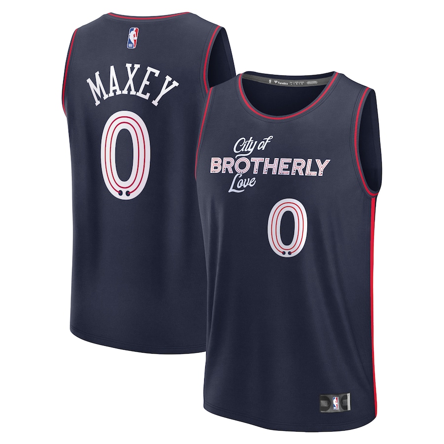 Youth Philadelphia 76ers Tyrese Maxey Fanatics Navy 2023/24 Fast Break Jersey - City Edition