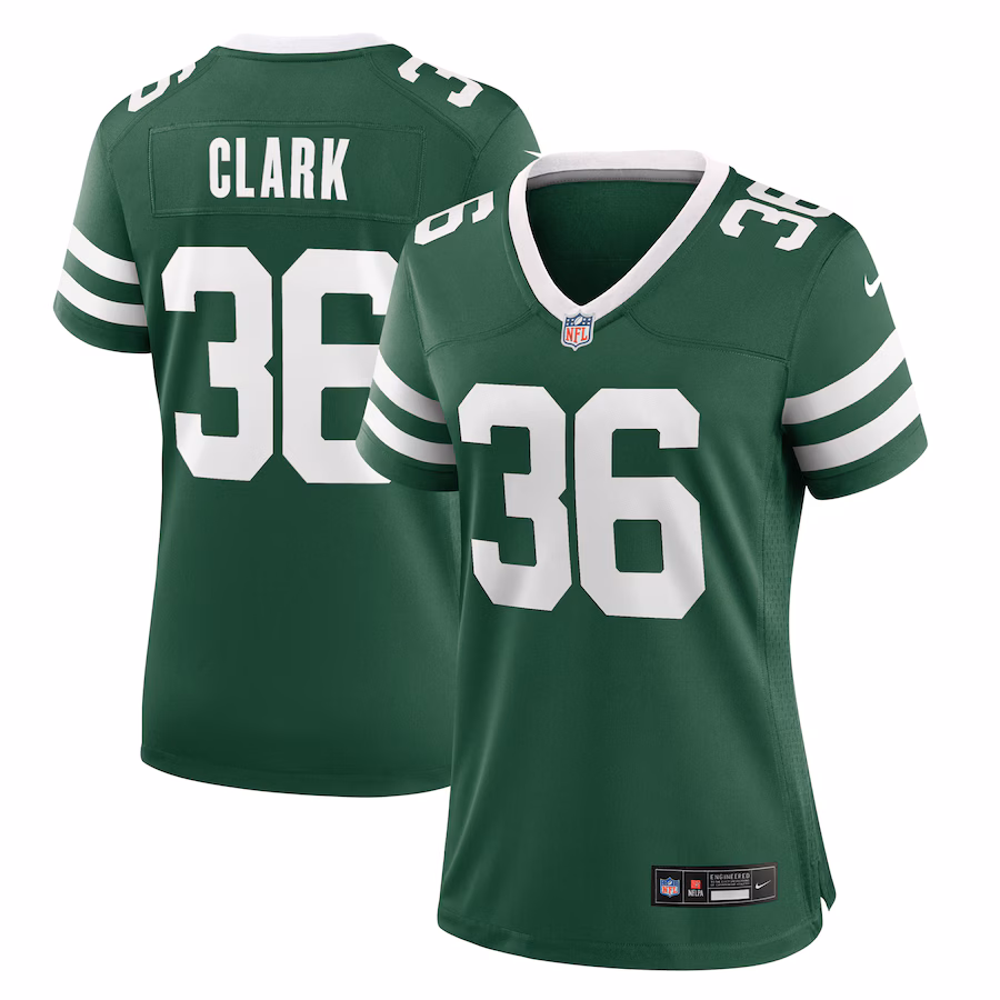 Women's New York Jets Chuck Clark Nike Legacy Green Team Game Jersey