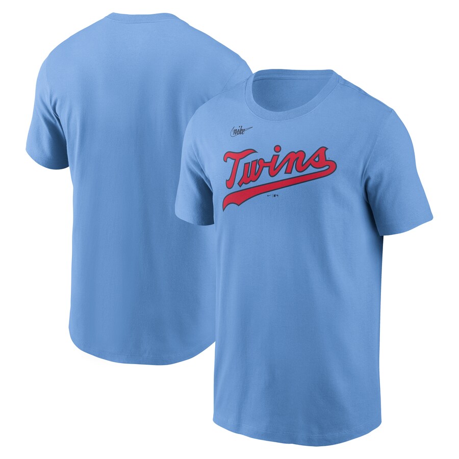 Men's Minnesota Twins Nike Light Blue Cooperstown Wordmark T-Shirt