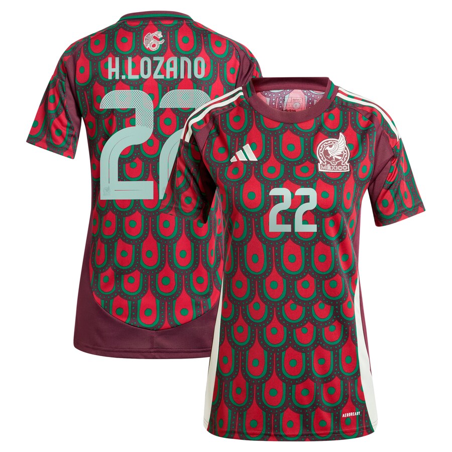 Women's Mexico National Team Hirving Lozano adidas Burgundy 2024 Home Replica Player Jersey
