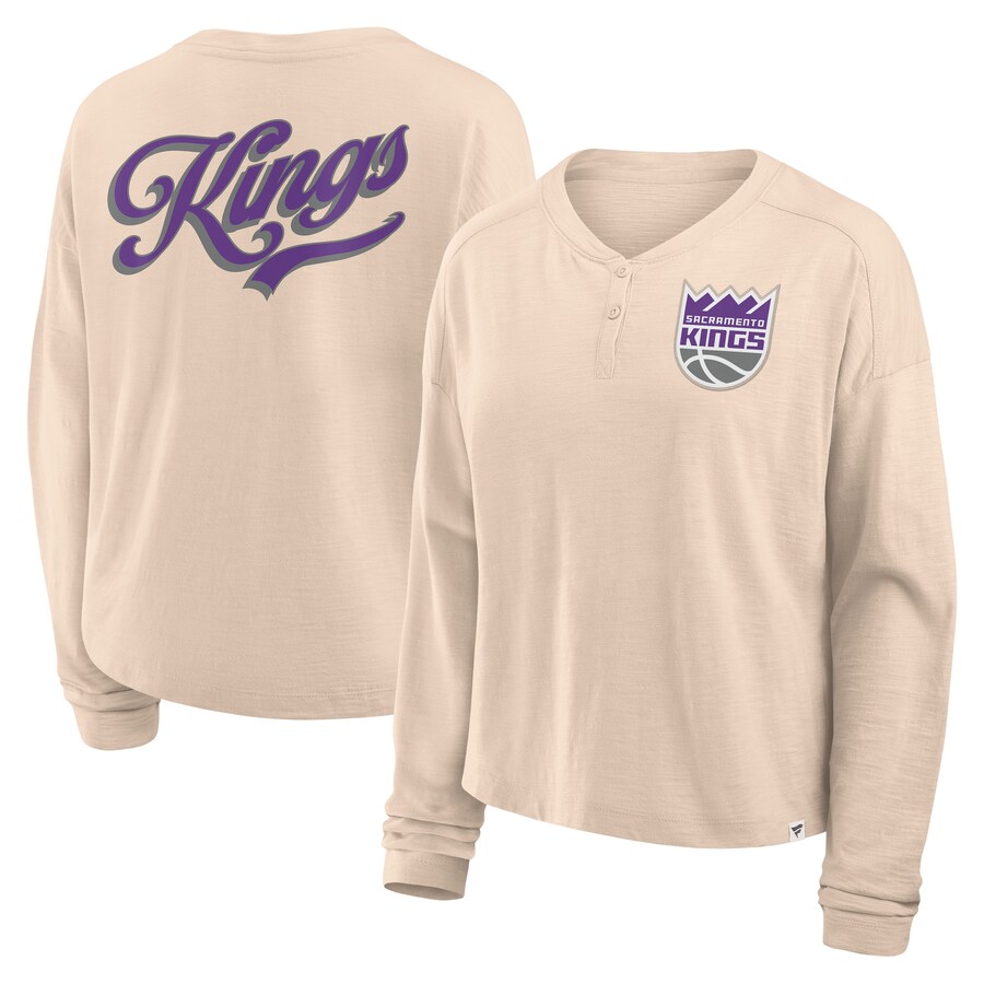 Women's Sacramento Kings Fanatics Natural Boxed Out Drop Fashion Long Sleeve T-Shirt