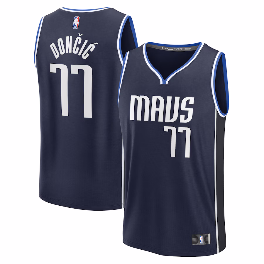 Men's Dallas Mavericks Luka Dončić Fanatics Navy Fast Break Player Jersey - Statement Edition