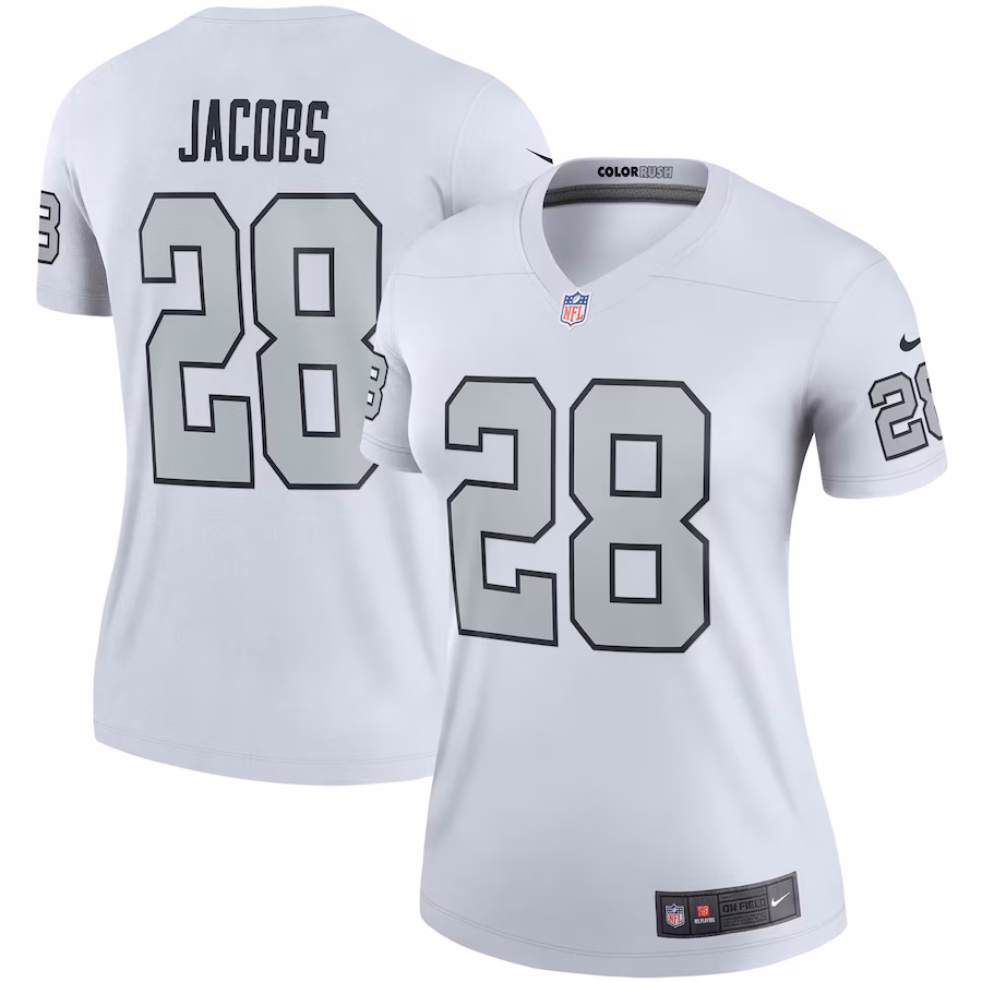 Women's Las Vegas Raiders Josh Jacobs Nike White Color Rush Legend Player Jersey