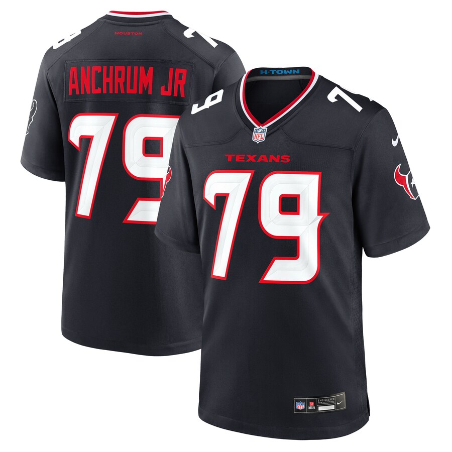 Men's Houston Texans Tremayne Anchrum Jr. Nike Navy Team Game Jersey