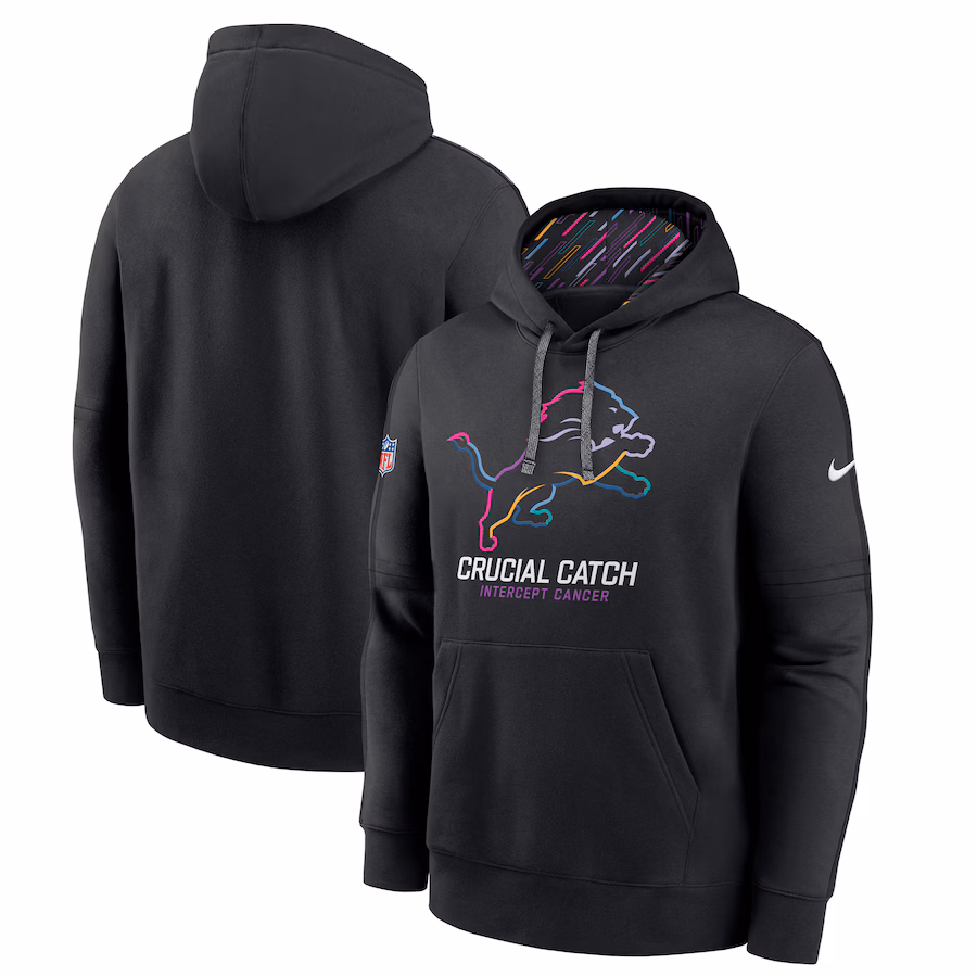Men's Detroit Lions Nike Black 2024 NFL Crucial Catch Big & Tall Club Pullover Hoodie
