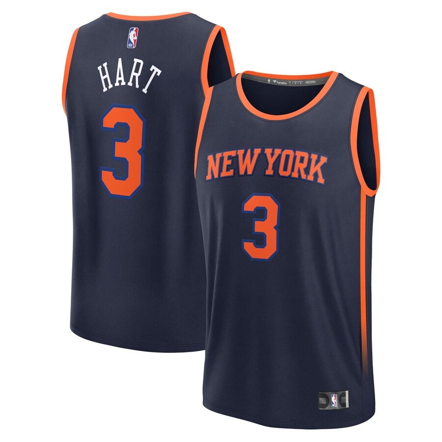 Men's New York Knicks Josh Hart Fanatics Navy Fast Break Replica Player Jersey - Statement Edition