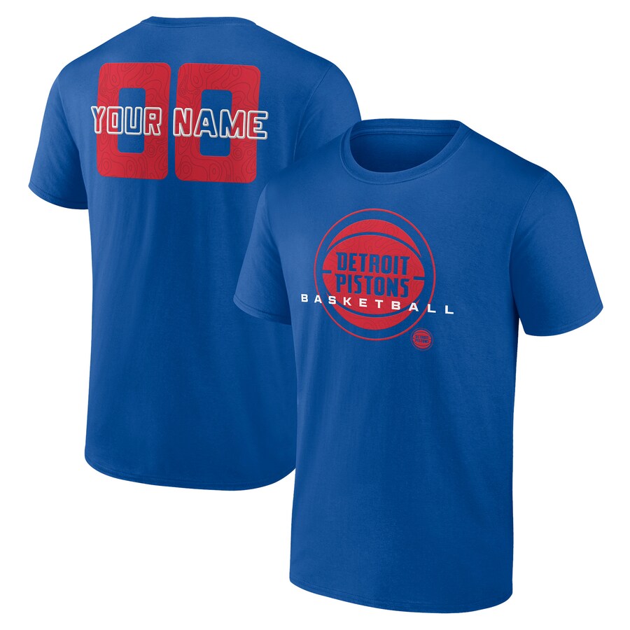 Men's Detroit Pistons Blue Stellar Personalized Name & Number T-Shirt