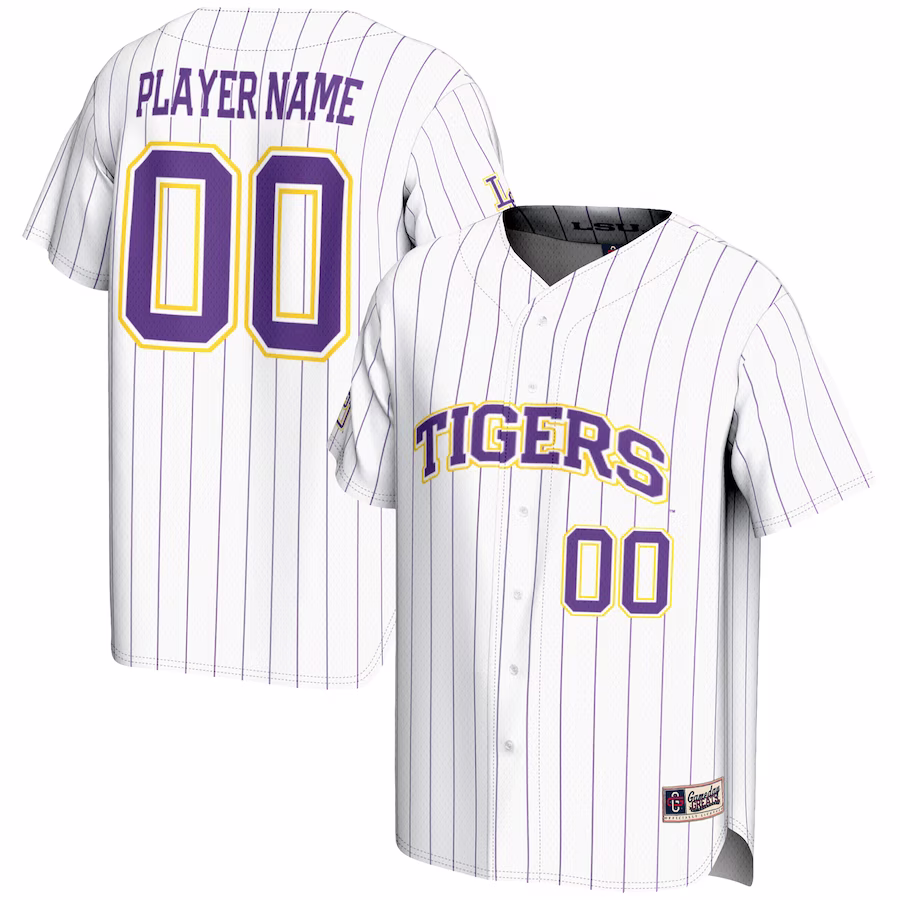 LSU Tigers GameDay Greats Youth NIL Pick-A-Player Lightweight Baseball Jersey - White