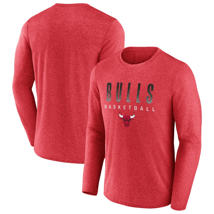 Men's Chicago Bulls Fanatics Heathered Red Where Legends Play Iconic Practice Long Sleeve T-Shirt