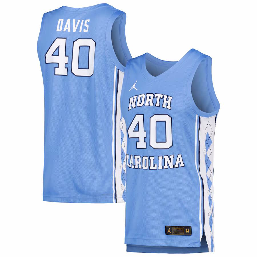 Men's Jordan Brand Hubert Davis Carolina Blue North Carolina Tar Heels Replica Basketball Player Jersey