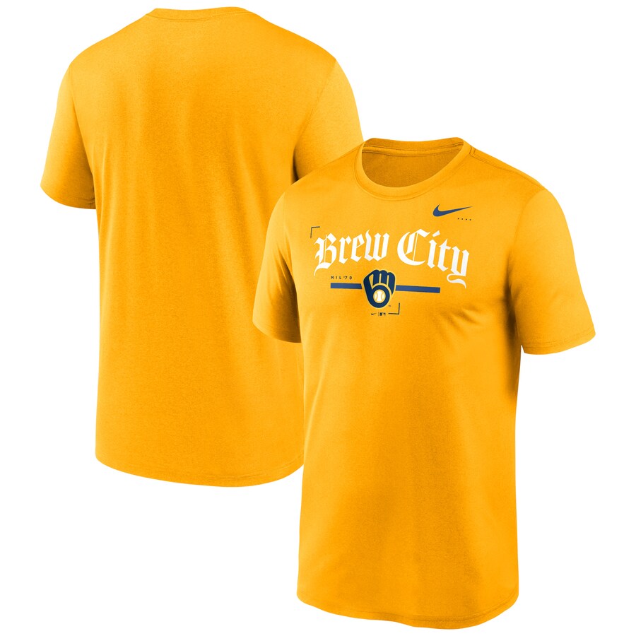 Men's Milwaukee Brewers Nike Gold Local Legend Practice Performance T-Shirt