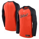 Men's Detroit Tigers Nike Orange/Navy Authentic Collection Game Time Raglan Performance Long Sleeve T-Shirt